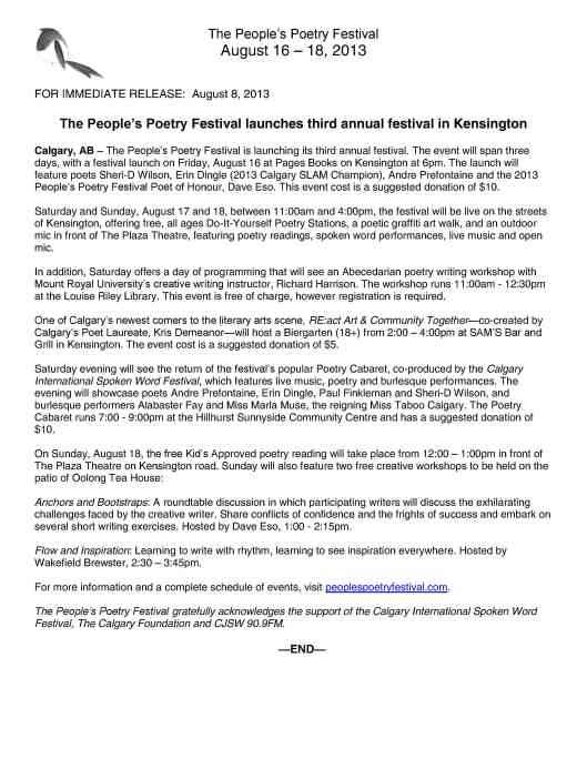 The People's Poetry Festival launches third annual festival in Kensington